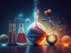 science background illustration scientific design flasks glass chemistry physics elements