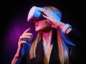 Tips for Discovering Hidden Tech Gems 2 young woman with blond hair vr helmet looks around with surprise delight